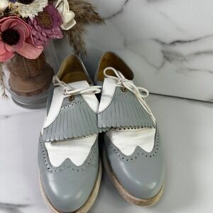 FootJoy Women's Golf Shoes White Gray Wingtip Kiltie Brogue Spiked Size 7M As Is